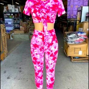 Two Piece Set Tye Dye Pant and Crop Top
